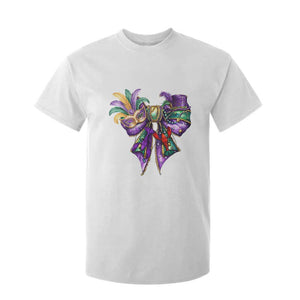 Coquette Bow Mardi Gras T Shirt For Kid New Orleans Carnival Beads Mask Crawfish TS09 White Print Your Wear