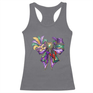 Coquette Bow Mardi Gras Racerback Tank Top New Orleans Carnival Beads Mask Crawfish TS09 Charcoal Print Your Wear