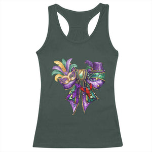 Coquette Bow Mardi Gras Racerback Tank Top New Orleans Carnival Beads Mask Crawfish TS09 Dark Forest Green Print Your Wear