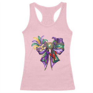 Coquette Bow Mardi Gras Racerback Tank Top New Orleans Carnival Beads Mask Crawfish TS09 Light Pink Print Your Wear