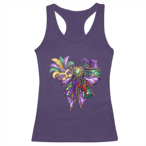 Coquette Bow Mardi Gras Racerback Tank Top New Orleans Carnival Beads Mask Crawfish TS09 Purple Print Your Wear