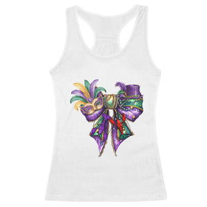 Coquette Bow Mardi Gras Racerback Tank Top New Orleans Carnival Beads Mask Crawfish TS09 White Print Your Wear