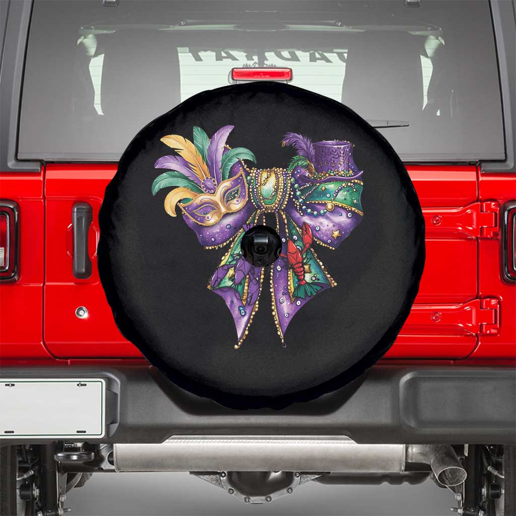 Coquette Bow Mardi Gras Spare Tire Cover New Orleans Carnival Beads Mask Crawfish TS09 Black Print Your Wear