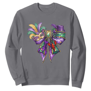 Coquette Bow Mardi Gras Sweatshirt New Orleans Carnival Beads Mask Crawfish TS09 Charcoal Print Your Wear