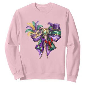 Coquette Bow Mardi Gras Sweatshirt New Orleans Carnival Beads Mask Crawfish TS09 Light Pink Print Your Wear