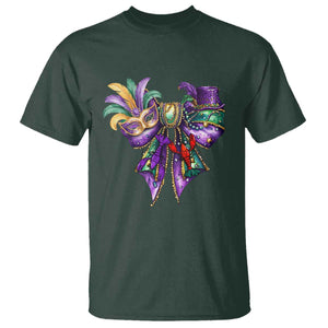 Coquette Bow Mardi Gras T Shirt New Orleans Carnival Beads Mask Crawfish TS09 Dark Forest Green Print Your Wear
