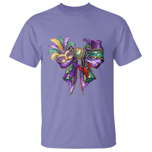 Coquette Bow Mardi Gras T Shirt New Orleans Carnival Beads Mask Crawfish TS09 Violet Print Your Wear