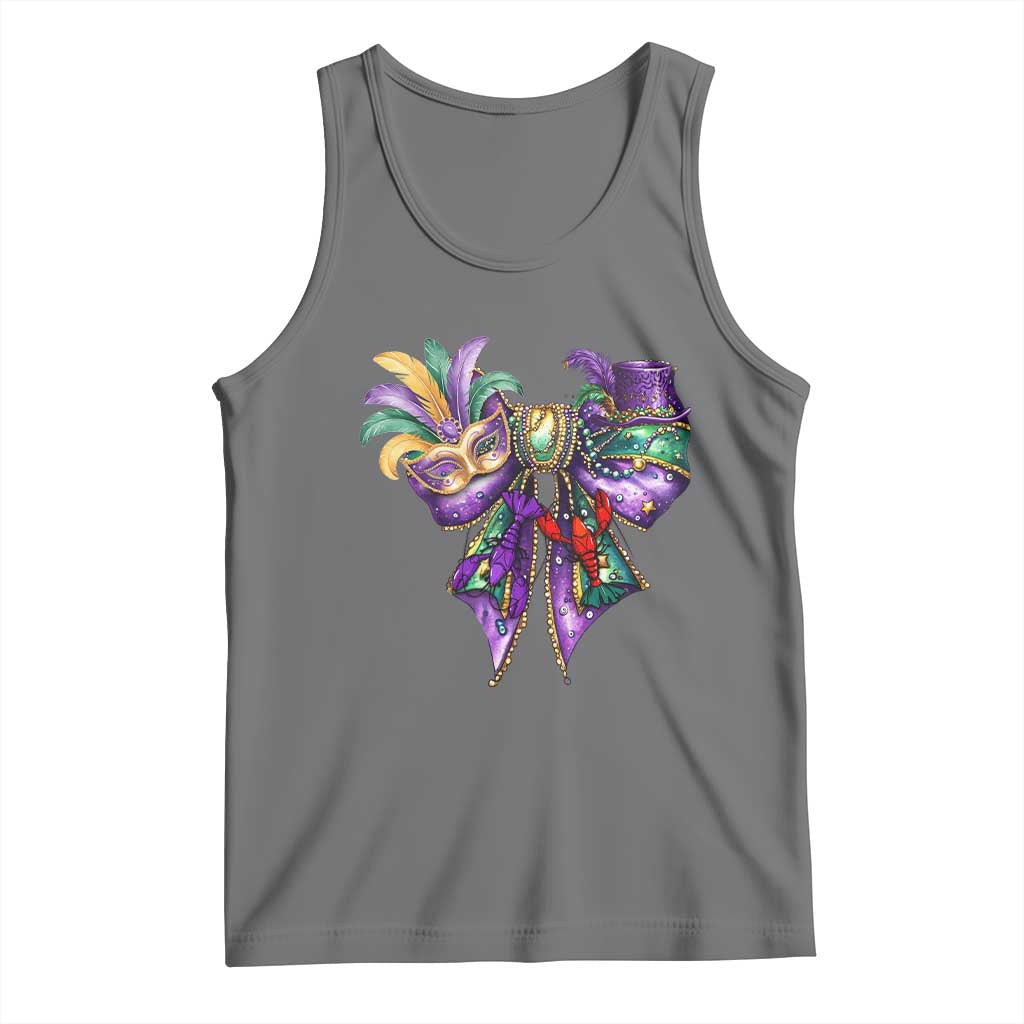 Coquette Bow Mardi Gras Tank Top New Orleans Carnival Beads Mask Crawfish TS09 Black Heather Print Your Wear