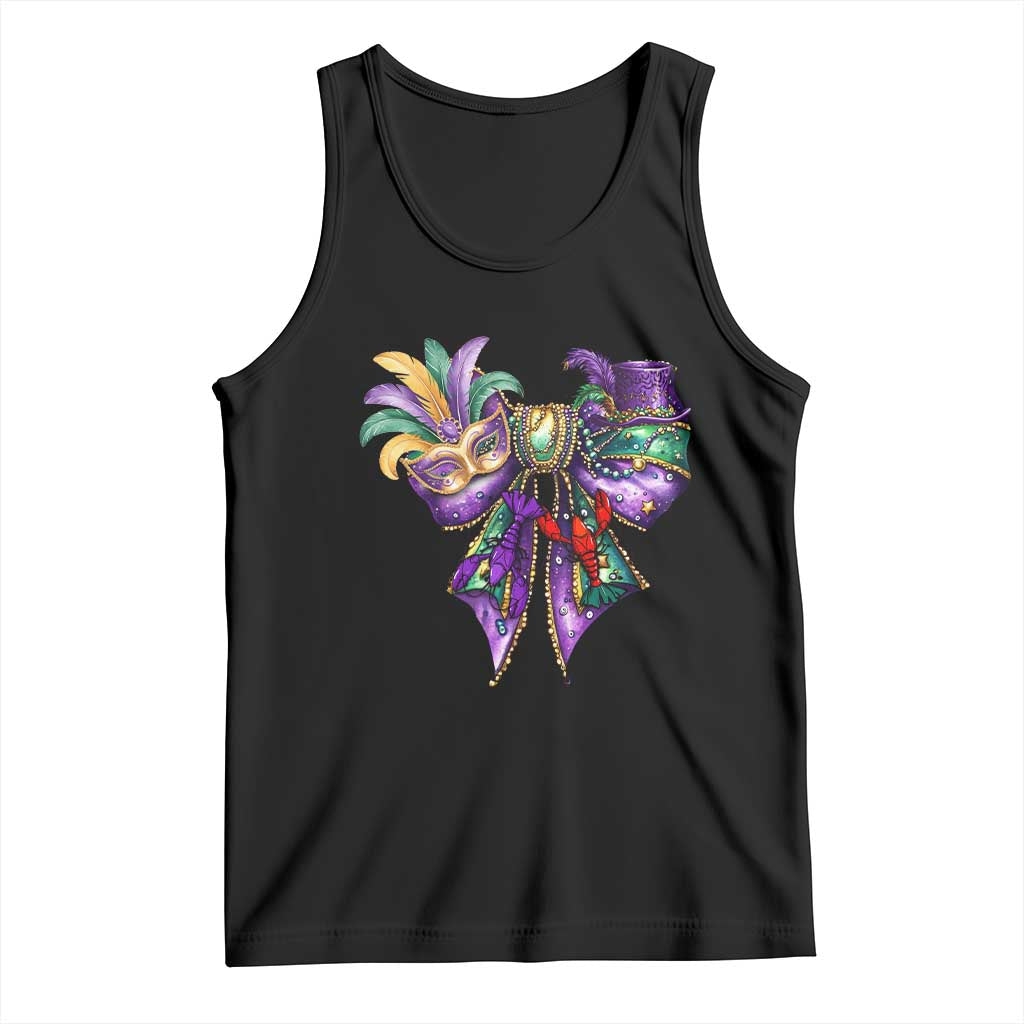 Coquette Bow Mardi Gras Tank Top New Orleans Carnival Beads Mask Crawfish TS09 Black Print Your Wear