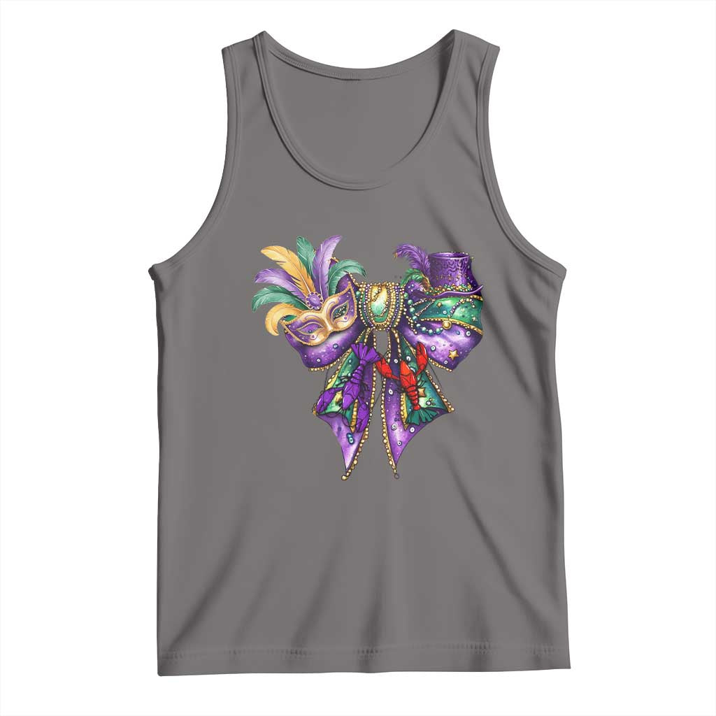 Coquette Bow Mardi Gras Tank Top New Orleans Carnival Beads Mask Crawfish TS09 Deep Heather Print Your Wear