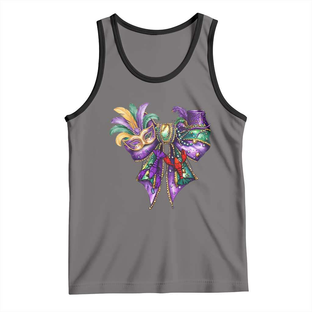 Coquette Bow Mardi Gras Tank Top New Orleans Carnival Beads Mask Crawfish TS09 Deep Heather Black Print Your Wear