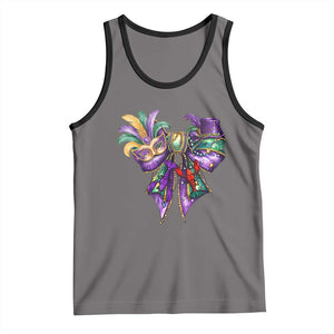 Coquette Bow Mardi Gras Tank Top New Orleans Carnival Beads Mask Crawfish TS09 Deep Heather Black Print Your Wear