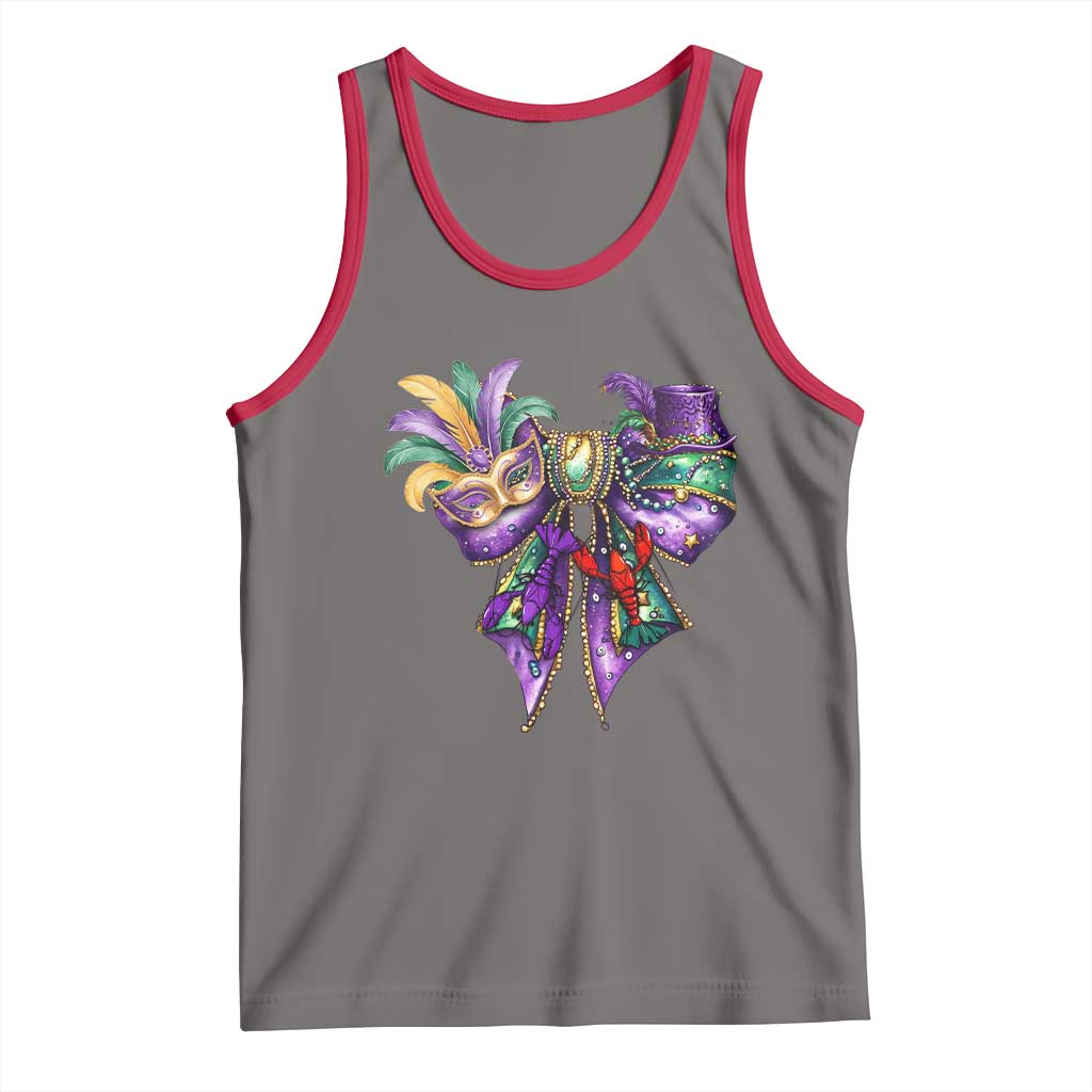 Coquette Bow Mardi Gras Tank Top New Orleans Carnival Beads Mask Crawfish TS09 Deep Heather Red Print Your Wear