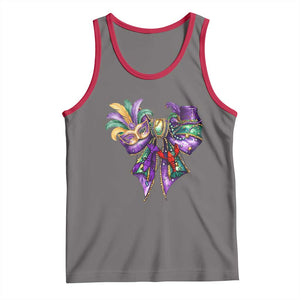 Coquette Bow Mardi Gras Tank Top New Orleans Carnival Beads Mask Crawfish TS09 Deep Heather Red Print Your Wear