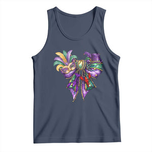 Coquette Bow Mardi Gras Tank Top New Orleans Carnival Beads Mask Crawfish TS09 Navy Print Your Wear