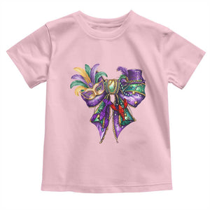 Coquette Bow Mardi Gras Toddler T Shirt New Orleans Carnival Beads Mask Crawfish TS09 Light Pink Print Your Wear