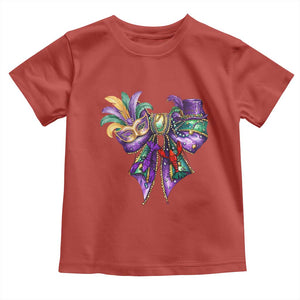 Coquette Bow Mardi Gras Toddler T Shirt New Orleans Carnival Beads Mask Crawfish TS09 Red Print Your Wear