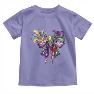 Coquette Bow Mardi Gras Toddler T Shirt New Orleans Carnival Beads Mask Crawfish TS09 Violet Print Your Wear