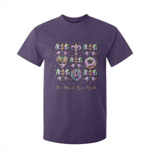 Coquette Bow Mardi Gras T Shirt For Kid It's Mardi Gras Y'all Fleur De Lis Mask TS09 Purple Print Your Wear