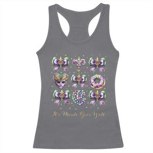 Coquette Bow Mardi Gras Racerback Tank Top It's Mardi Gras Y'all Fleur De Lis Mask TS09 Charcoal Print Your Wear