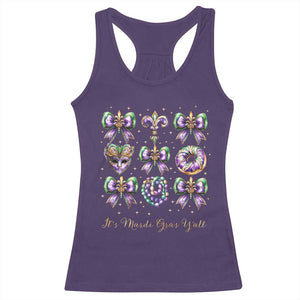 Coquette Bow Mardi Gras Racerback Tank Top It's Mardi Gras Y'all Fleur De Lis Mask TS09 Purple Print Your Wear