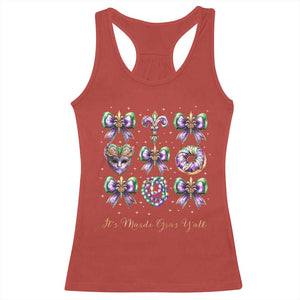 Coquette Bow Mardi Gras Racerback Tank Top It's Mardi Gras Y'all Fleur De Lis Mask TS09 Red Print Your Wear