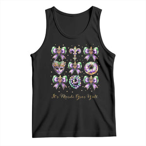 Coquette Bow Mardi Gras Tank Top It's Mardi Gras Y'all Fleur De Lis Mask TS09 Black Print Your Wear