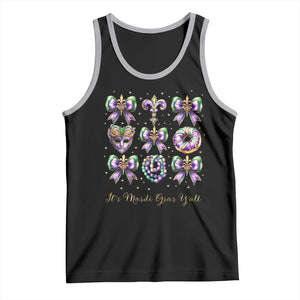 Coquette Bow Mardi Gras Tank Top It's Mardi Gras Y'all Fleur De Lis Mask TS09 Black Athletic Heather Print Your Wear