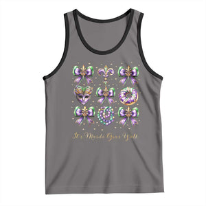 Coquette Bow Mardi Gras Tank Top It's Mardi Gras Y'all Fleur De Lis Mask TS09 Deep Heather Black Print Your Wear
