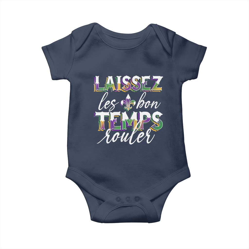 Mardi Gras Baby Onesie Laissez Les Bon Temps Rouler TS09 Navy Print Your Wear