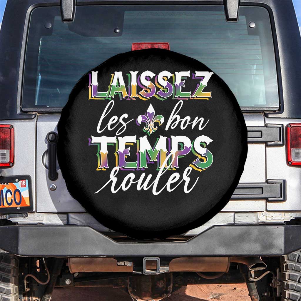 Mardi Gras Spare Tire Cover Laissez Les Bon Temps Rouler TS09 No hole Black Print Your Wear