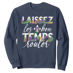 Mardi Gras Sweatshirt Laissez Les Bon Temps Rouler TS09 Navy Print Your Wear