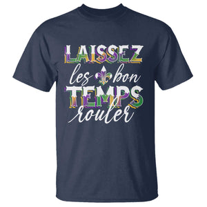 Mardi Gras T Shirt Laissez Les Bon Temps Rouler TS09 Navy Print Your Wear
