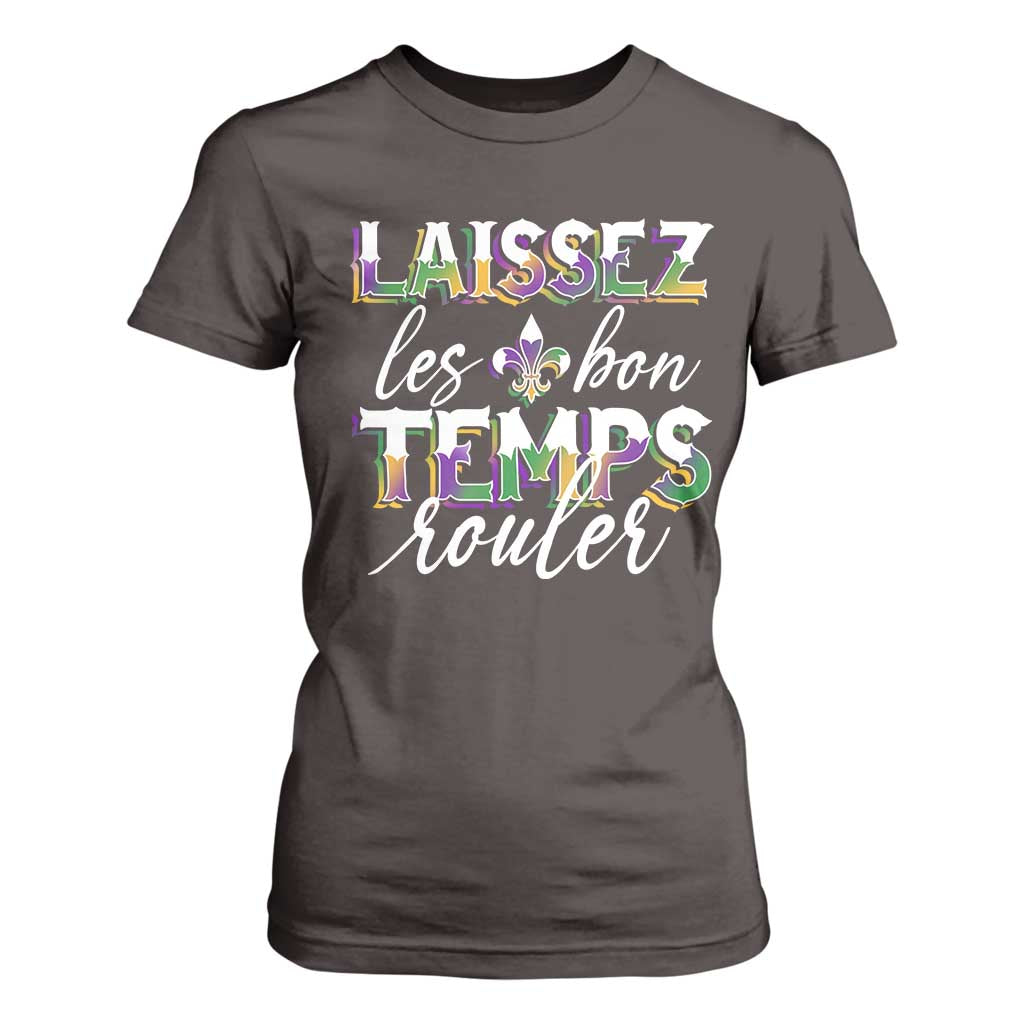 Mardi Gras T Shirt For Women Laissez Les Bon Temps Rouler TS09 Dark Chocolate Print Your Wear