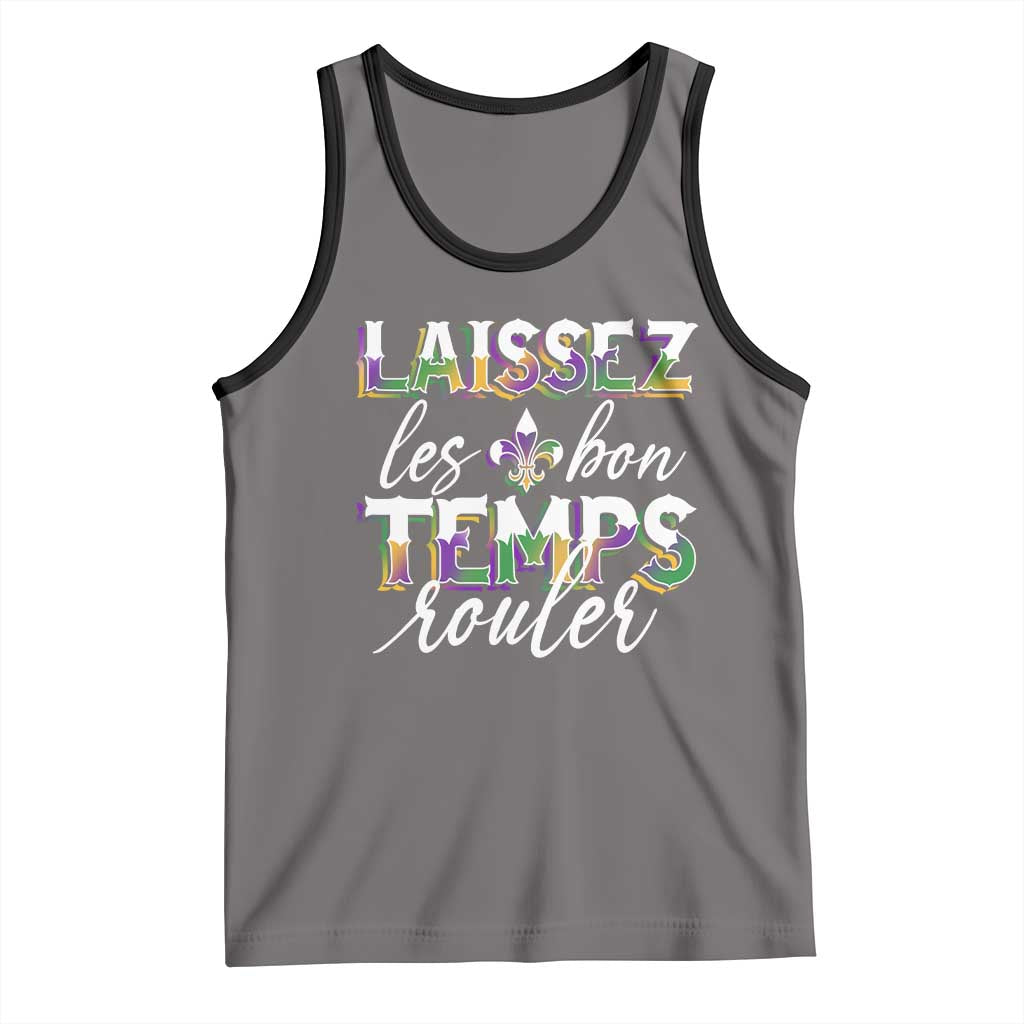 Mardi Gras Tank Top Laissez Les Bon Temps Rouler TS09 Deep Heather Black Print Your Wear