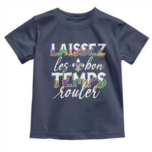 Mardi Gras Toddler T Shirt Laissez Les Bon Temps Rouler TS09 Navy Print Your Wear