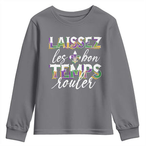 Mardi Gras Youth Sweatshirt Laissez Les Bon Temps Rouler TS09 Charcoal Print Your Wear