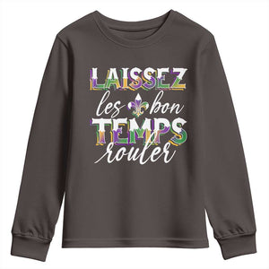 Mardi Gras Youth Sweatshirt Laissez Les Bon Temps Rouler TS09 Dark Chocolate Print Your Wear