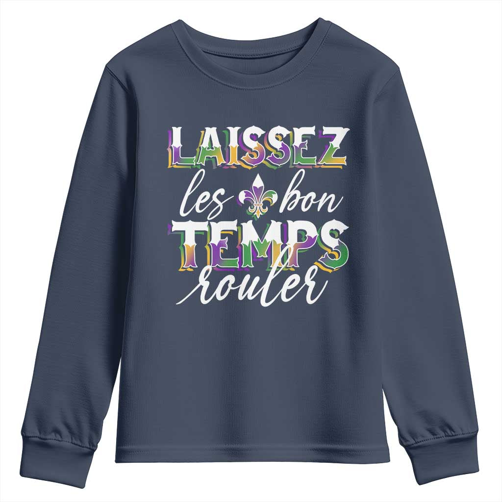 Mardi Gras Youth Sweatshirt Laissez Les Bon Temps Rouler TS09 Navy Print Your Wear