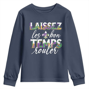Mardi Gras Youth Sweatshirt Laissez Les Bon Temps Rouler TS09 Navy Print Your Wear