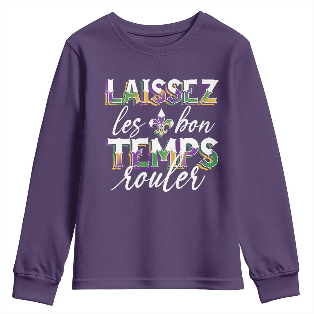 Mardi Gras Youth Sweatshirt Laissez Les Bon Temps Rouler TS09 Purple Print Your Wear