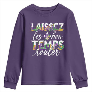 Mardi Gras Youth Sweatshirt Laissez Les Bon Temps Rouler TS09 Purple Print Your Wear