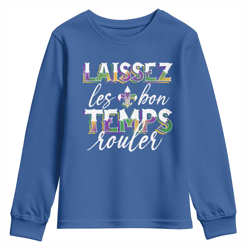 Mardi Gras Youth Sweatshirt Laissez Les Bon Temps Rouler TS09 Royal Blue Print Your Wear