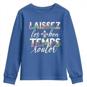 Mardi Gras Youth Sweatshirt Laissez Les Bon Temps Rouler TS09 Royal Blue Print Your Wear