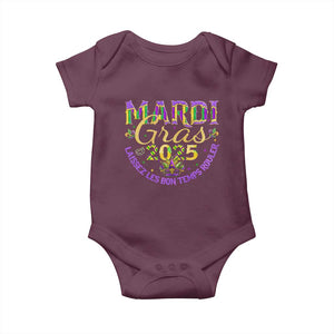 Mardi Gras 2025 Baby Onesie Laissez Les Bon Temps Rouler TS09 Maroon Print Your Wear
