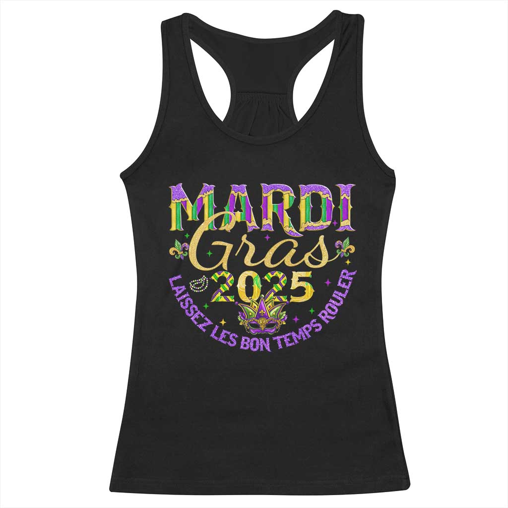 Mardi Gras 2025 Racerback Tank Top Laissez Les Bon Temps Rouler TS09 Black Print Your Wear