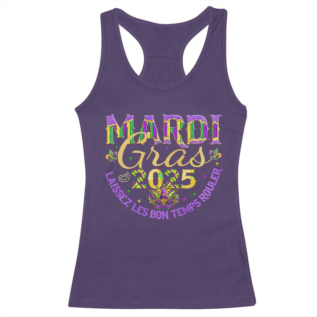 Mardi Gras 2025 Racerback Tank Top Laissez Les Bon Temps Rouler TS09 Purple Print Your Wear