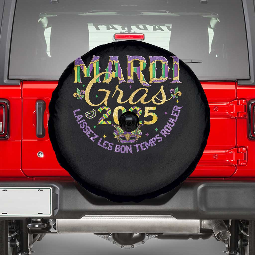 Mardi Gras 2025 Spare Tire Cover Laissez Les Bon Temps Rouler TS09 Black Print Your Wear