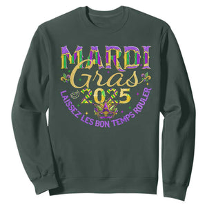 Mardi Gras 2025 Sweatshirt Laissez Les Bon Temps Rouler TS09 Dark Forest Green Print Your Wear