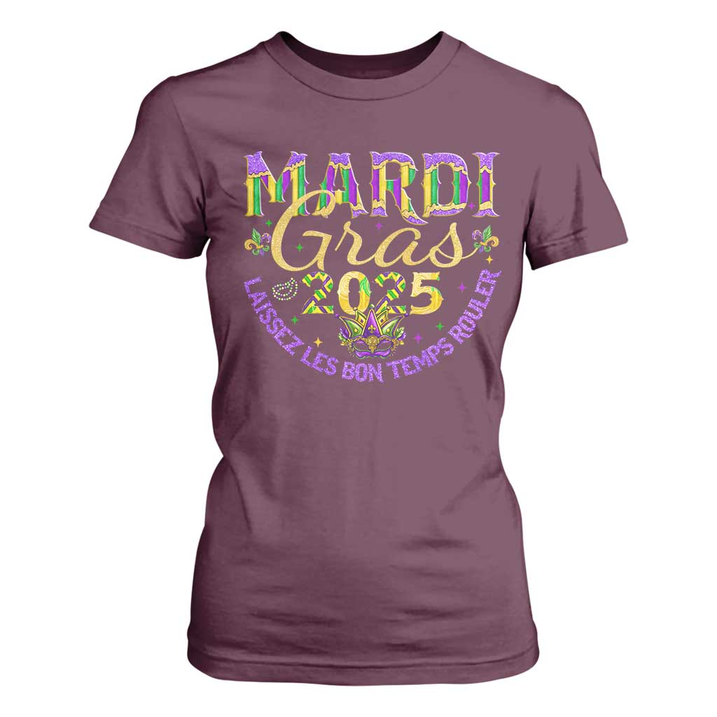 Mardi Gras 2025 T Shirt For Women Laissez Les Bon Temps Rouler TS09 Maroon Print Your Wear